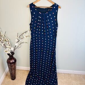CheetaB Navy Polka Dot Maxi Dress NWT Size 16